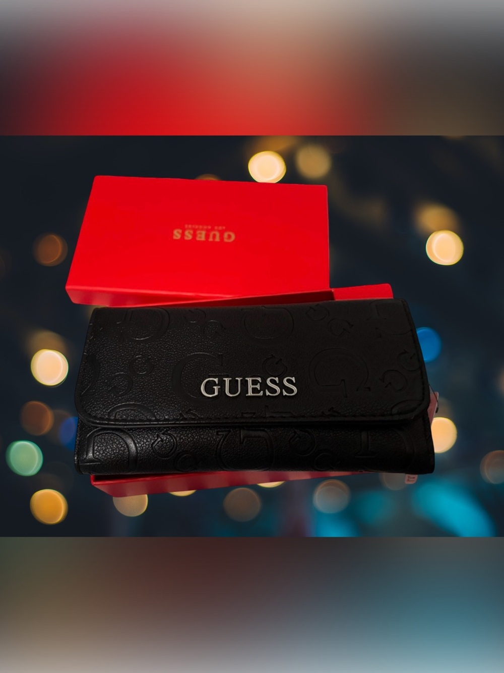 GUESS Embossed Black Wallet